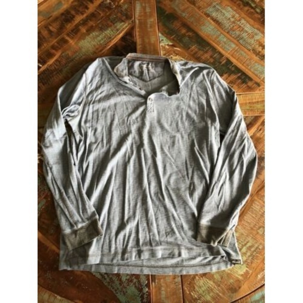 Mens Eddie Bauer‎ Blue Knit Henley Shirt Size Large Tall